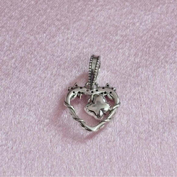 For Pandora Floral Heart With Butterfly Sterling Silver Charm - Picture 3 of 6